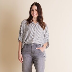 Zenana Outfitters Striped Button-Down Shirt